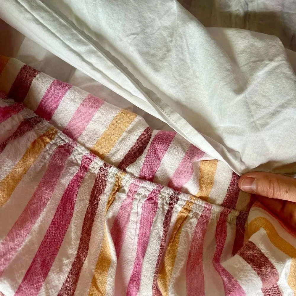 Gap Girls Striped Linen Blend Tiered Sundress Size L 10-11 Coastal Summer Preppy